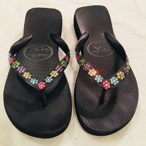 Deborah Evans Brazil Sequin Flip Flops UNWORN Size